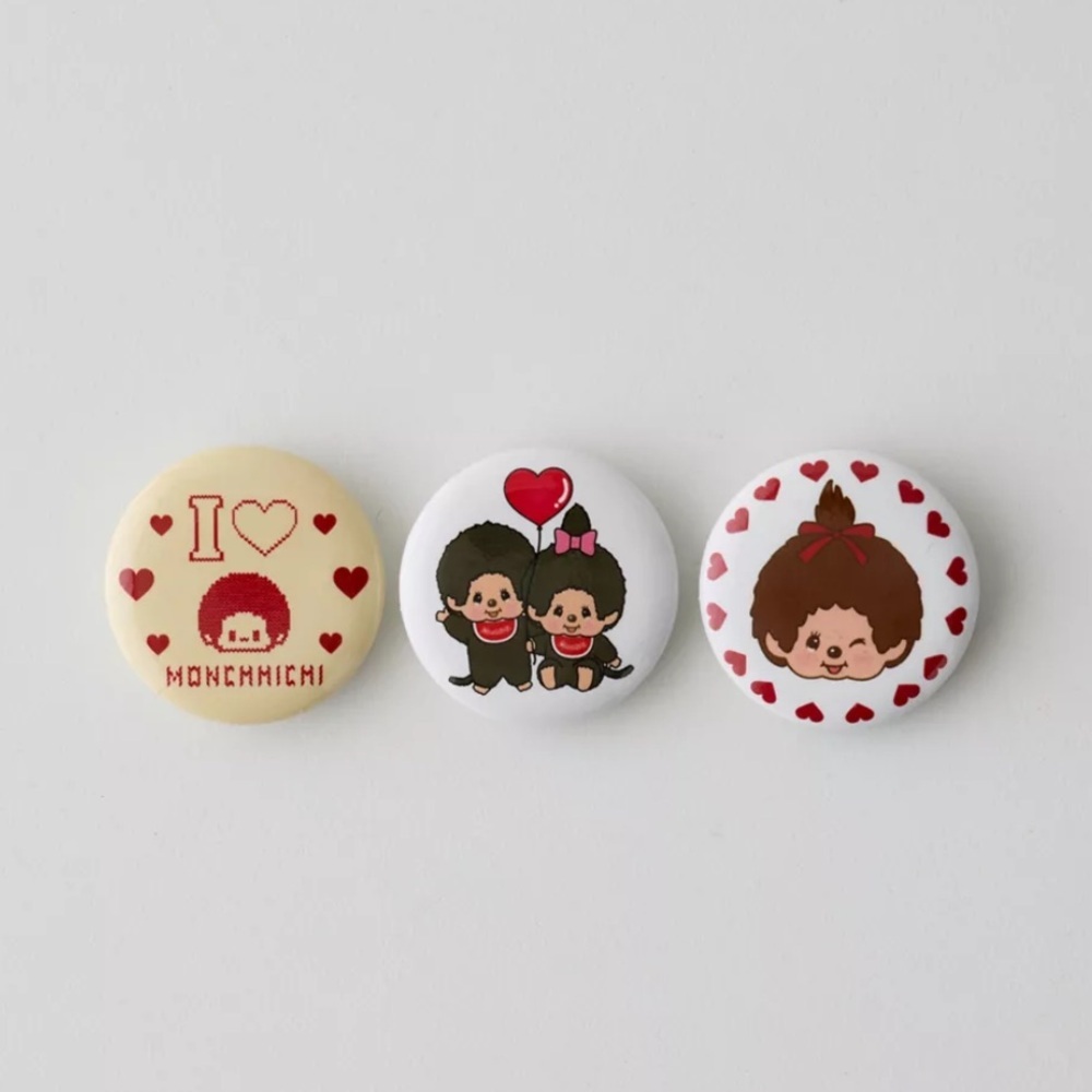 BNWT super cute Monchichi button pin set of 3
